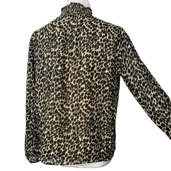 J.Crew Womens Blouse Size Small Mock Neckline Animal Print Long Sleeves Elastic - Picture 6 of 10
